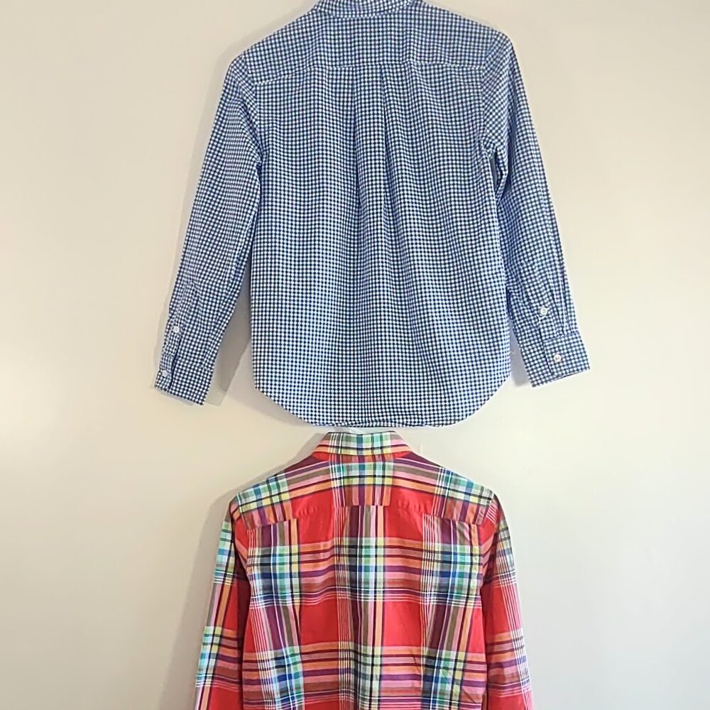 2 Boy's Ralph Lauren Button-Up Shirts Check & Plaid Long Sleeve  Boy Sz 10/12 - Picture 3 of 15